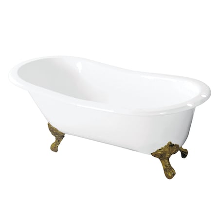 Aqua Eden Clawfoot Bathtubs, 54 L, 30.31 W, White/Polished Brass, Cast Iron VCT7D5431B2